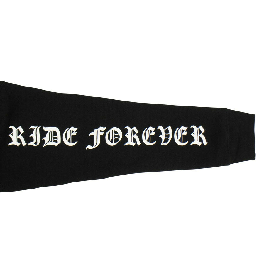 Cotton 'Ride Forver' Hoodie Sweatshirt - Black