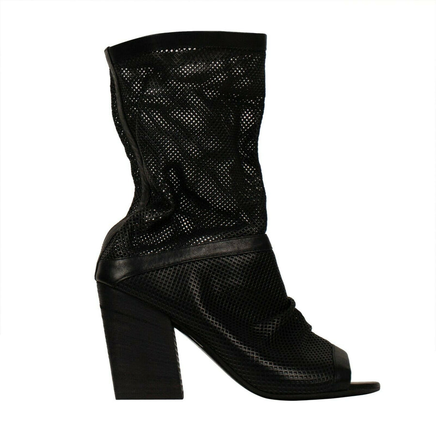 Risandalo Open Toe Leather Boots - Black