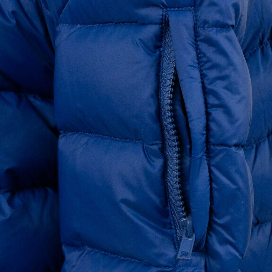 Long Zip Up Puffer Coat - Royal Blue