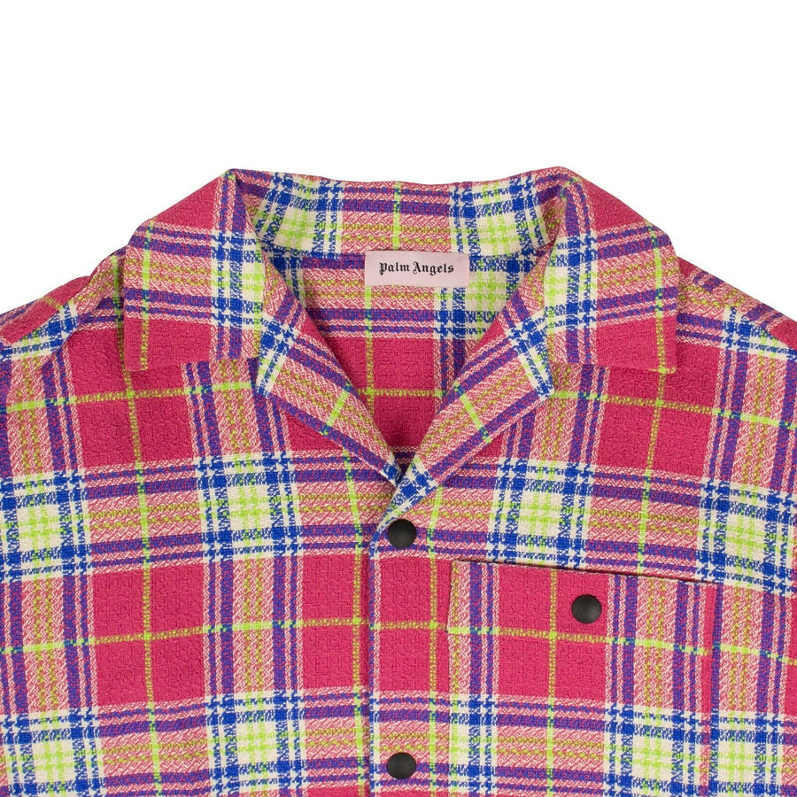 Cotton Tartan Short Sleeve Bowling Top - Pink
