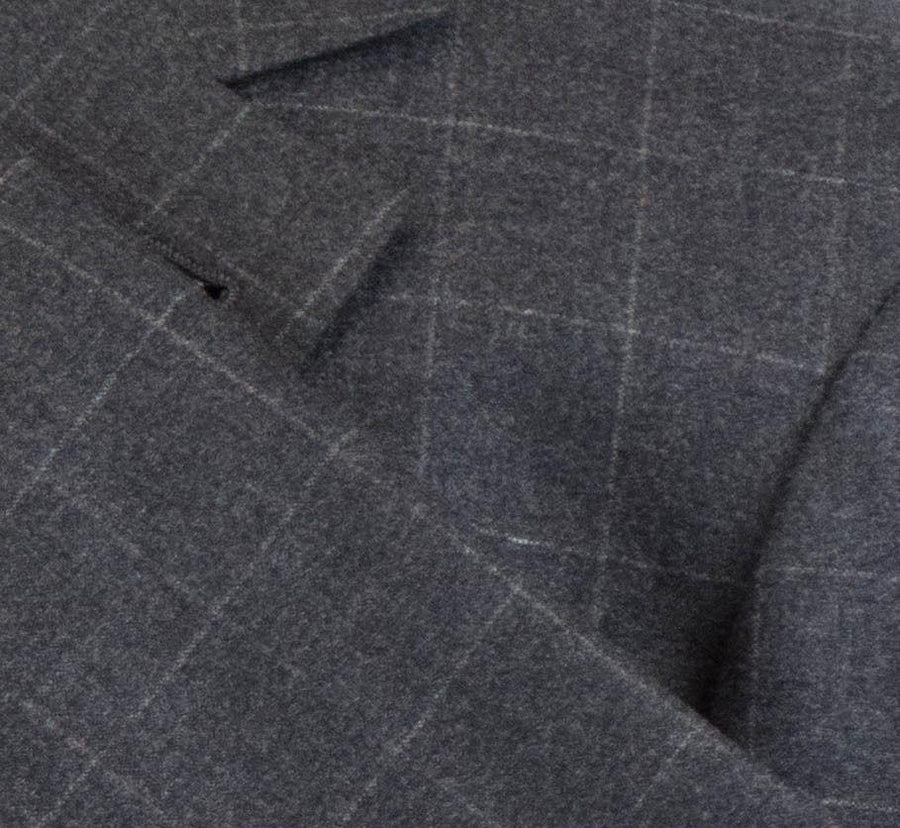 Cashmere Blend Windowpane 3/2 Button Sport Coat - Gray