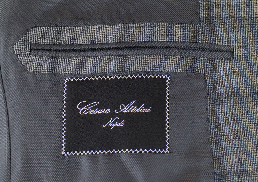 Drop 7 Windowpane Check Wool 3/2 Button 3 Piece Suit - Gray