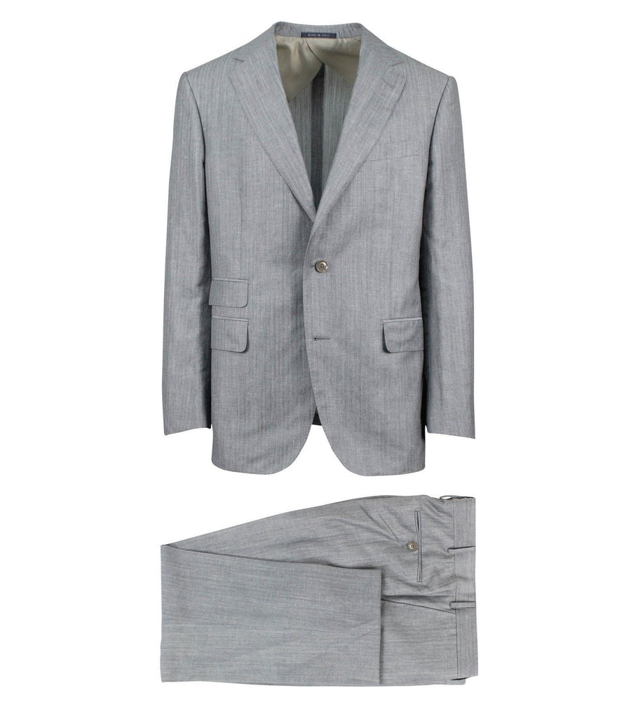 Drop 7 Solid Wool Blend Two Button Suit - Gray