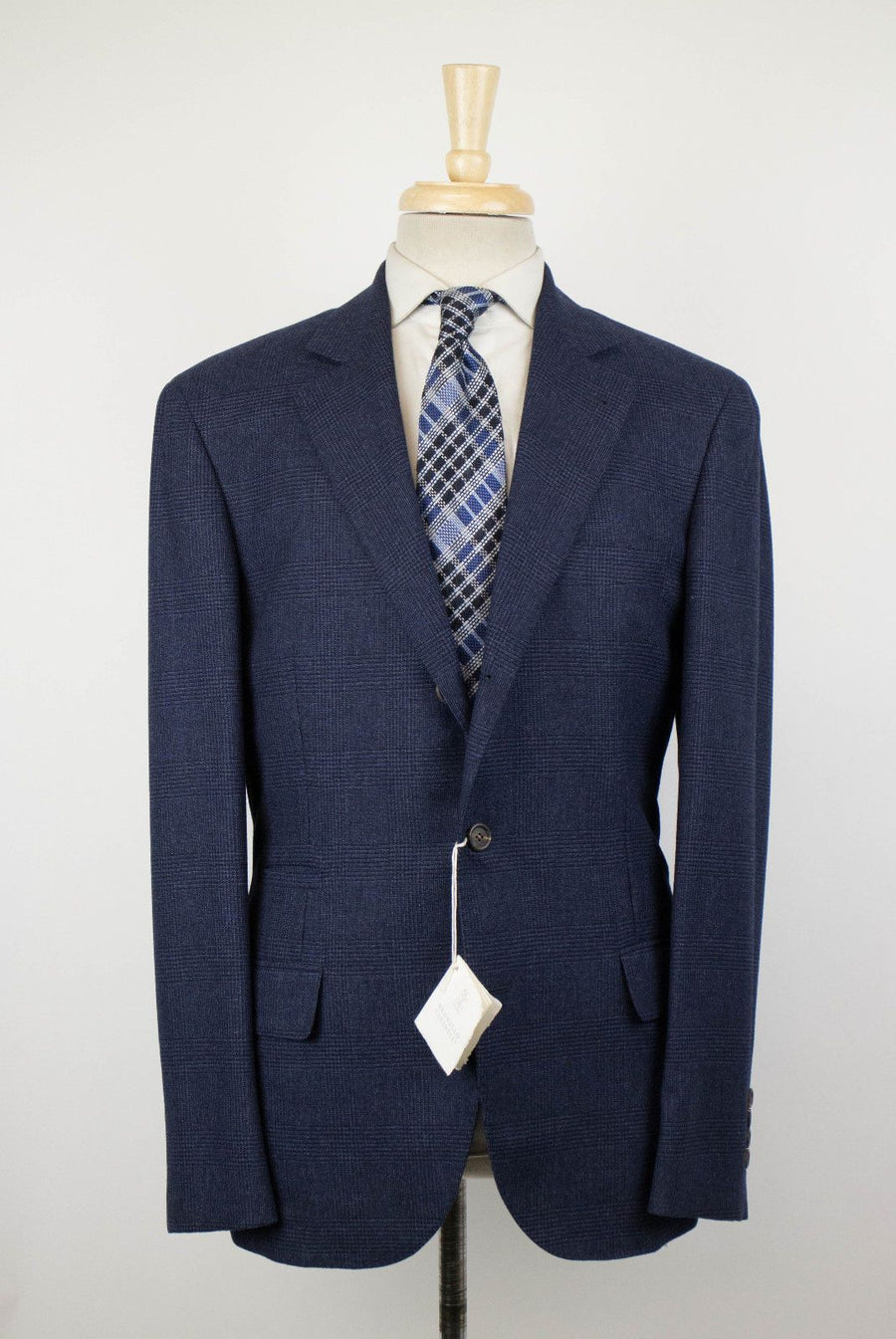Plaid Wool Blend 3/2 Sport Coat - Blue