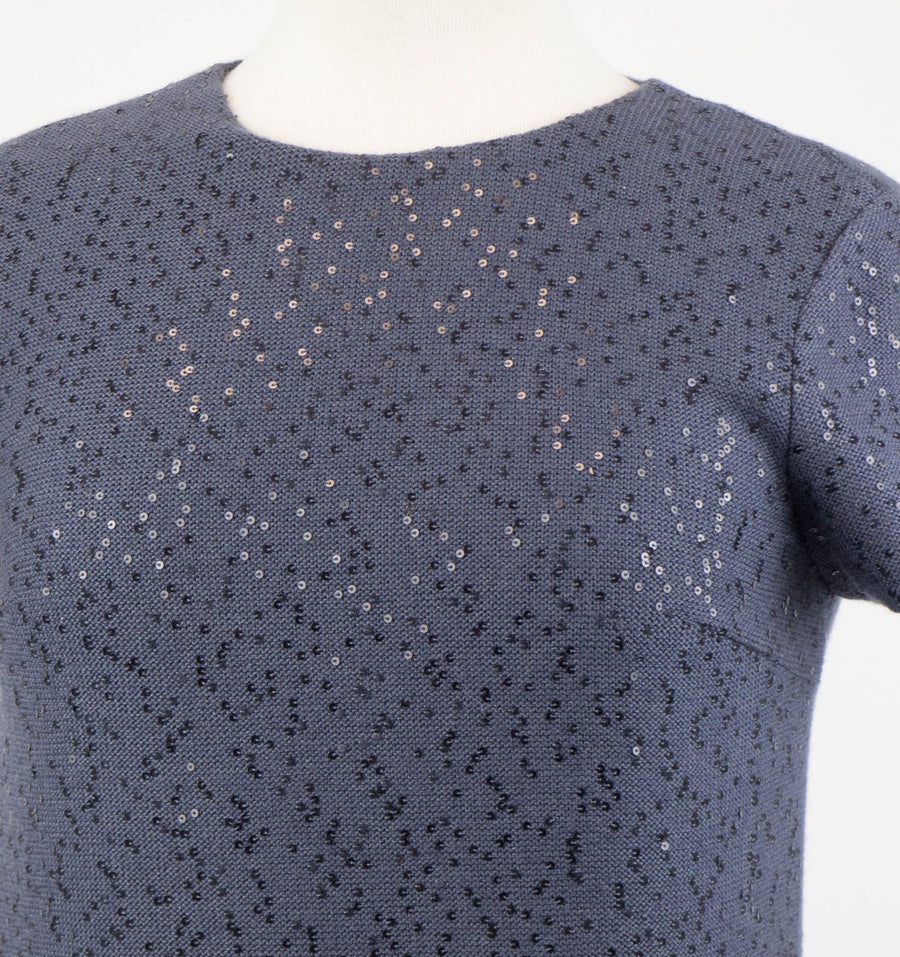 Cashmere Blend W/ Sequins Sweater Dress - Blue