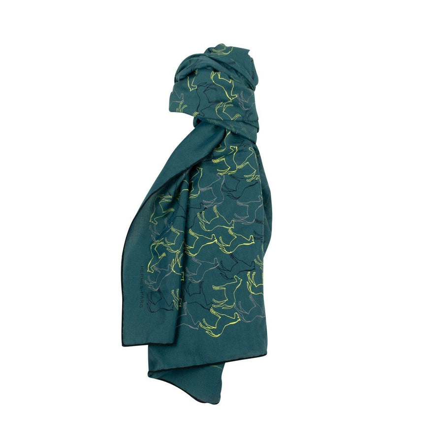 Silk Blend Carre H100 Tampon Equestre Scarf - Blue