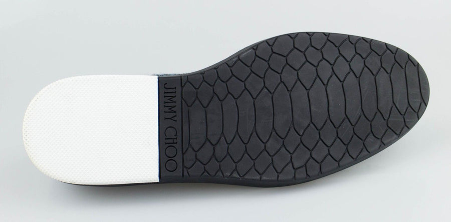 Leather and Houndstooth Fabric Studded Lace Up Oxford - Navy