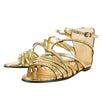 Metallic Leather Gladiator Sandals - Gold