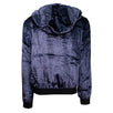 Velour Half Zip Pull Over Hoodie - Navy