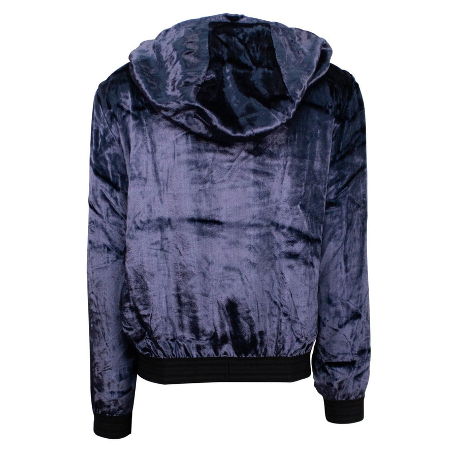 Velour Half Zip Pull Over Hoodie - Navy