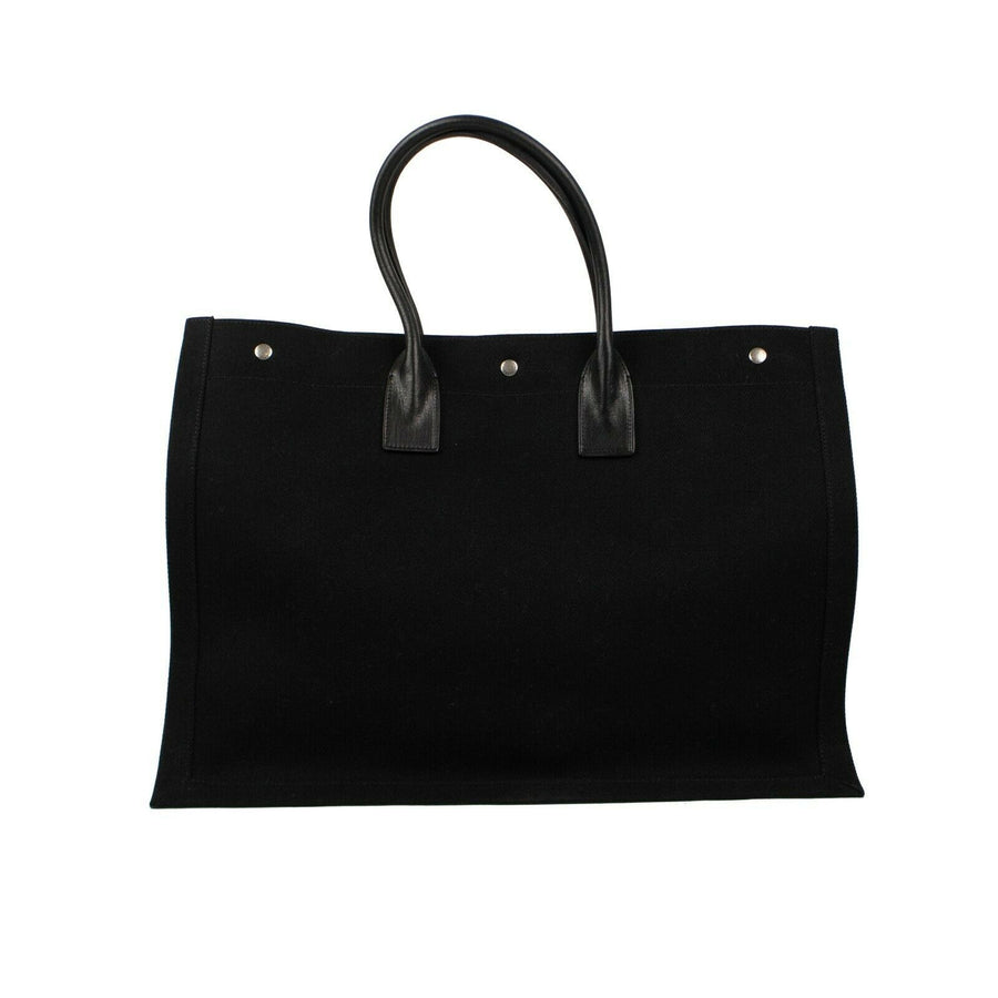 Rive Gauche Cotton Tote Handbag - Black