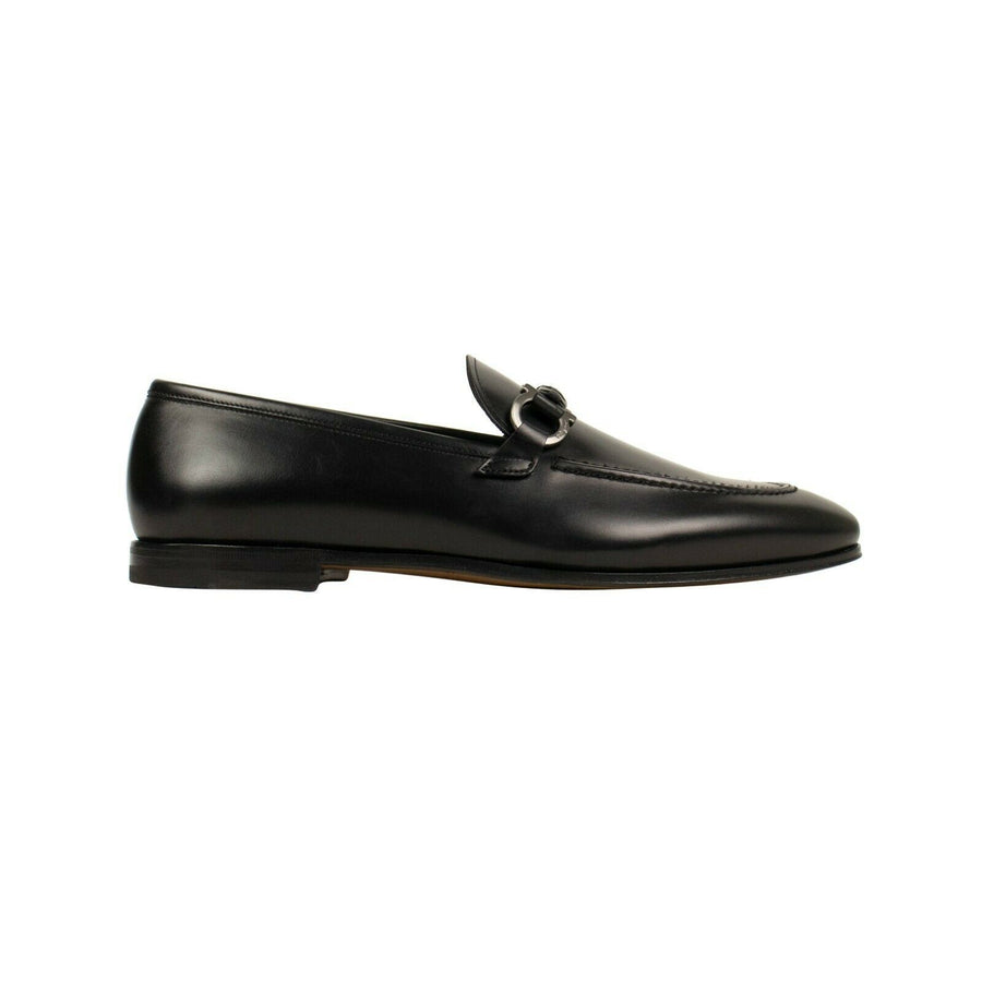 Leather 'Gancini' Loafer Dress - Black
