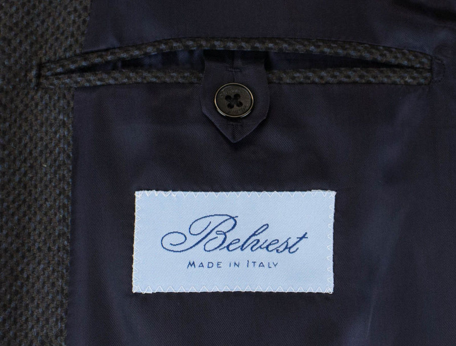 Gray Herringbone Wool Full Length Slim Fit Coat