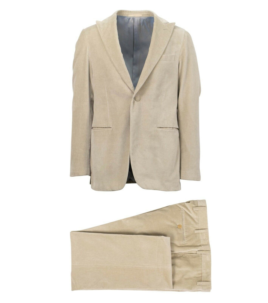 Drop 8 Velvet One Button Slim Fit Suit - Tan
