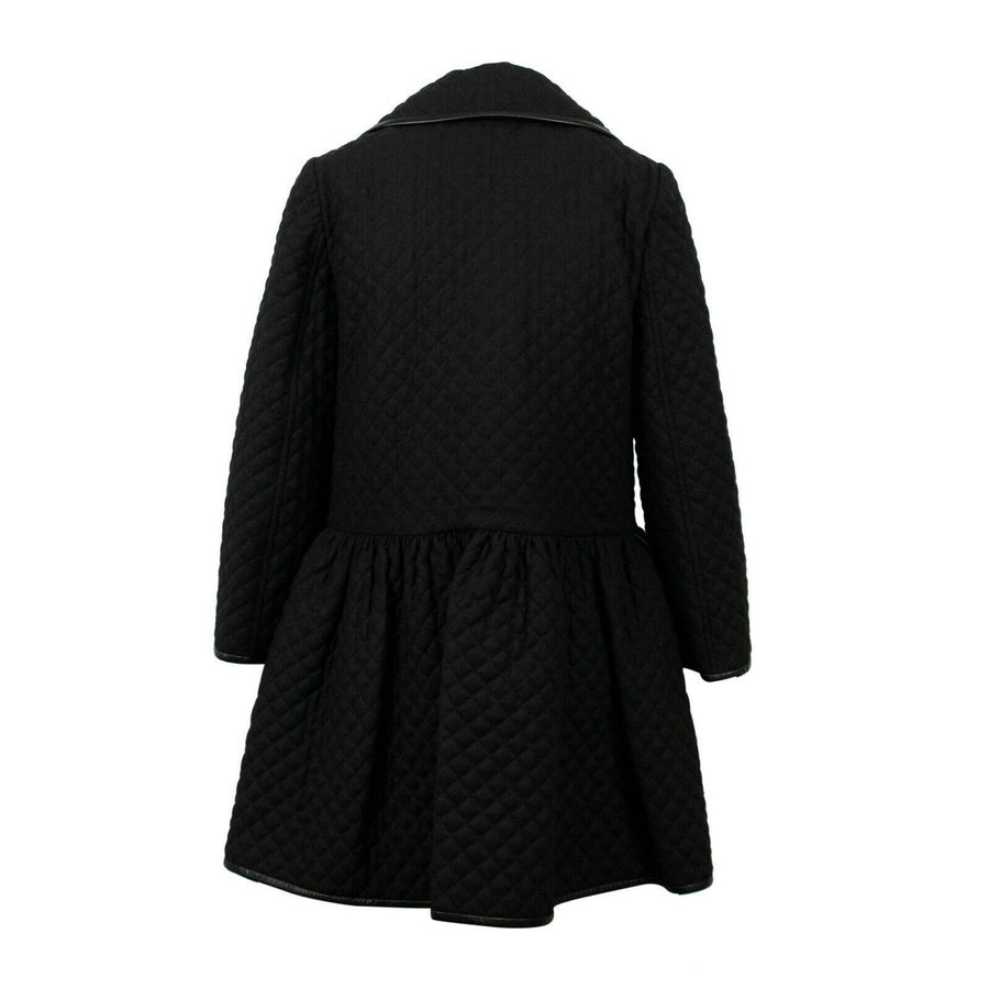 Diamond Quilted Long Coat - Black
