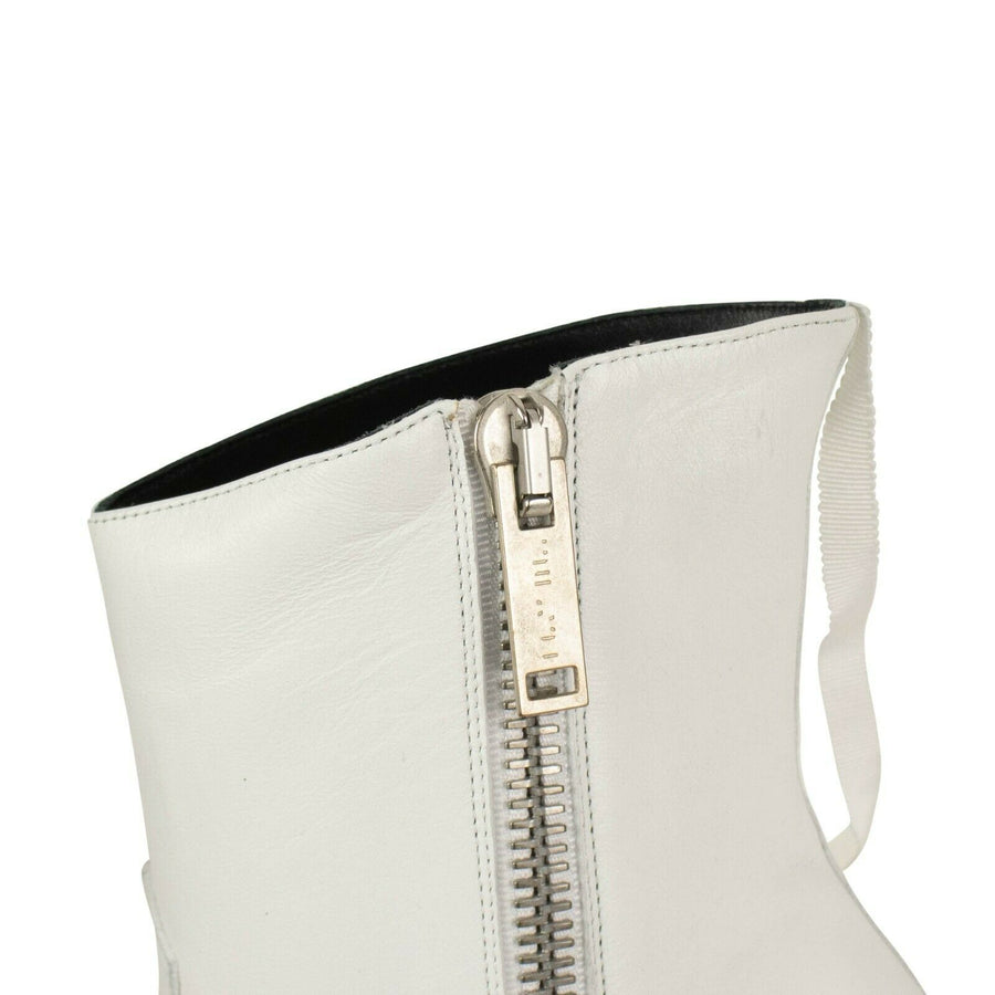 Leather Western Low Boots - White