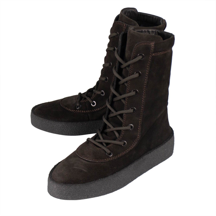 Season 4 'Oil' Thick Suede Lace-Up Crepe Boots - Brown