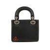 Embroidered Leather Lady Dior Mini Shoulder Bag - Black