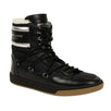 High Top Fur Lined Canvas & Leather Sneakers - Black