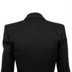 Wool Double Breasted Gold Button Blazer - Black