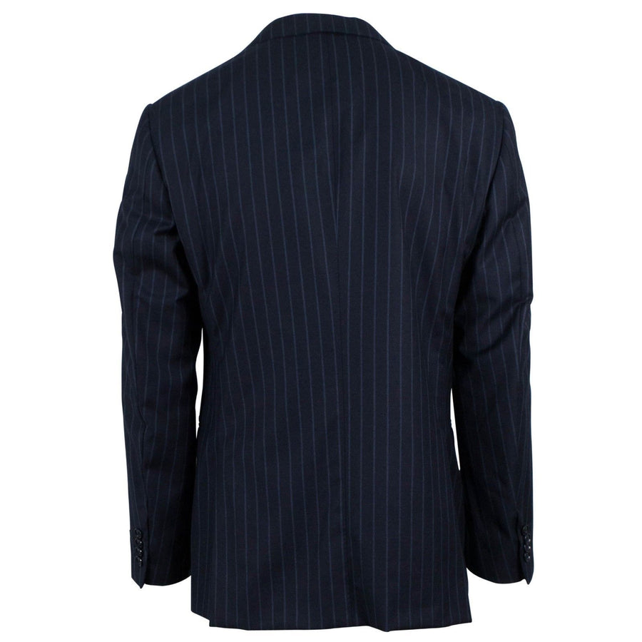 Drop 7 Striped Wool Two Button Suit - Navy