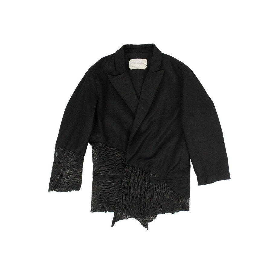 Gabardine And Leather Cropped Blazer - Black