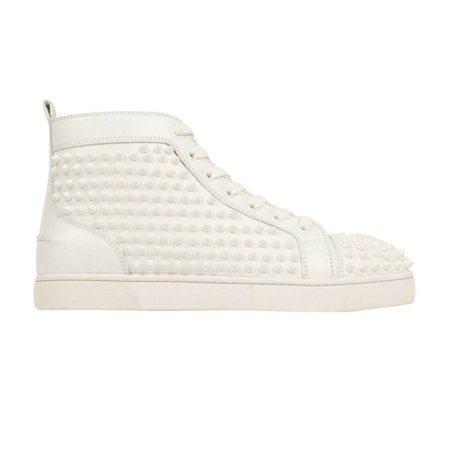Men's Louis Spikes Calfskin Sneakers - White