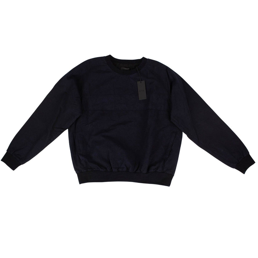 Cotton With Pockets Lined Pullover Sweater - Navy