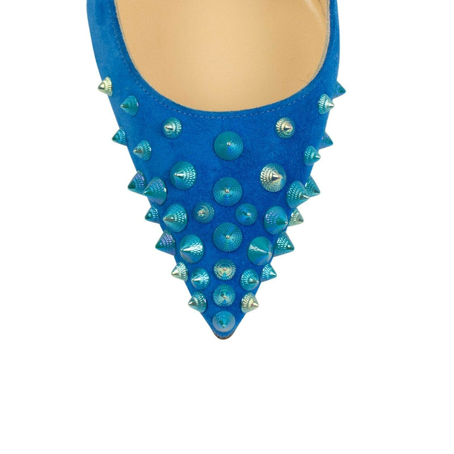 Suede Spikyshell Studded 100mm Pumps - Blue