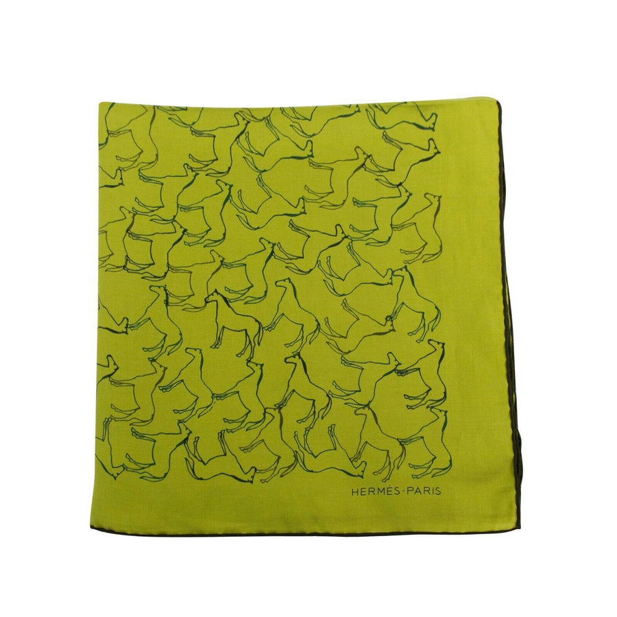 Silk Blend Carre H100 Tampon Equestre Scarf - Green