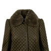 Leather Quilted Coat - Olive Green