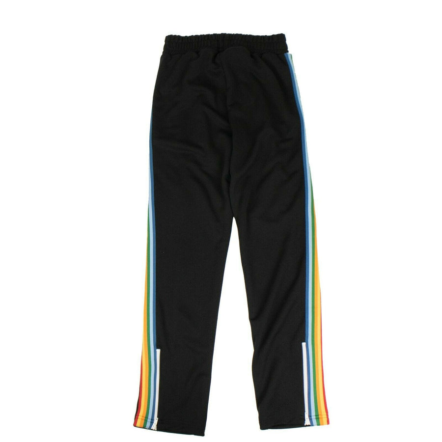 Polyester Rainbow Striped Track Pants - Black