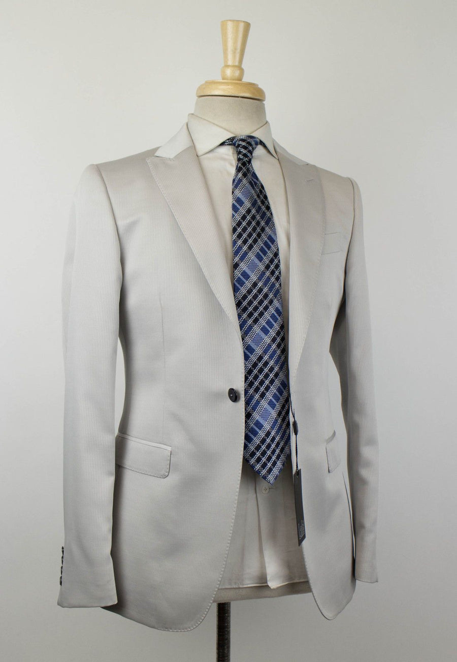 Striped Wool Blend 1 Button Sport Coat - White