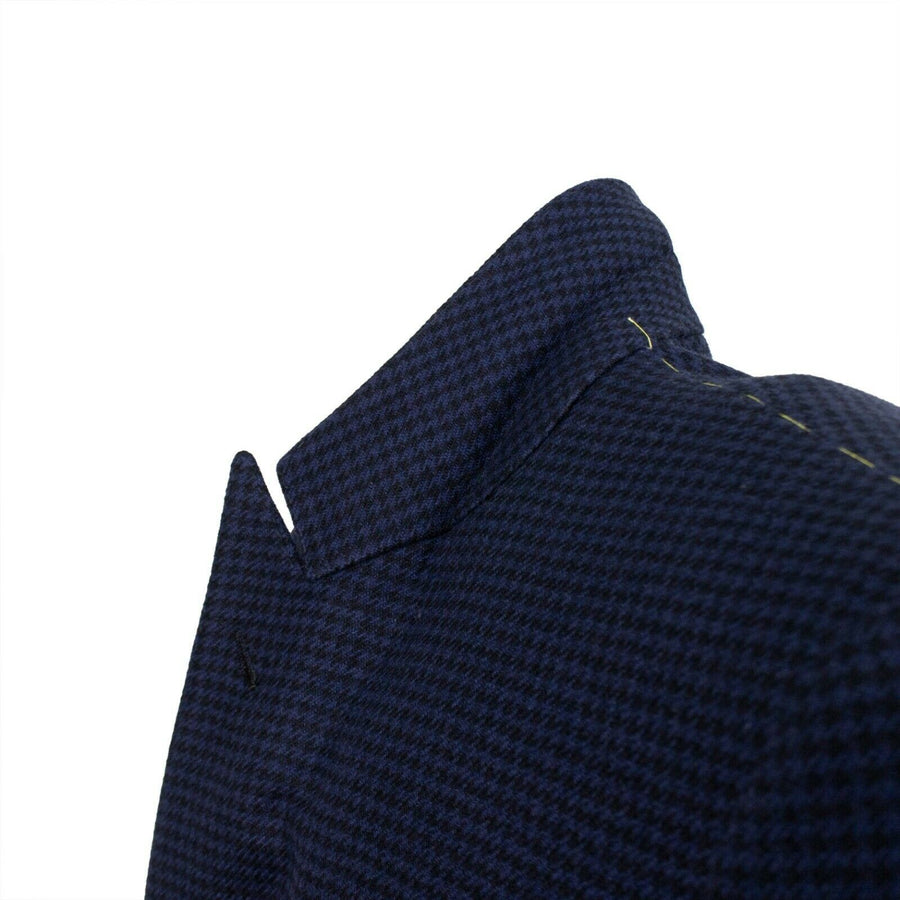 Drop 10 Houndstooth 2 Button Wool Blend Sport Coat - Navy Blue