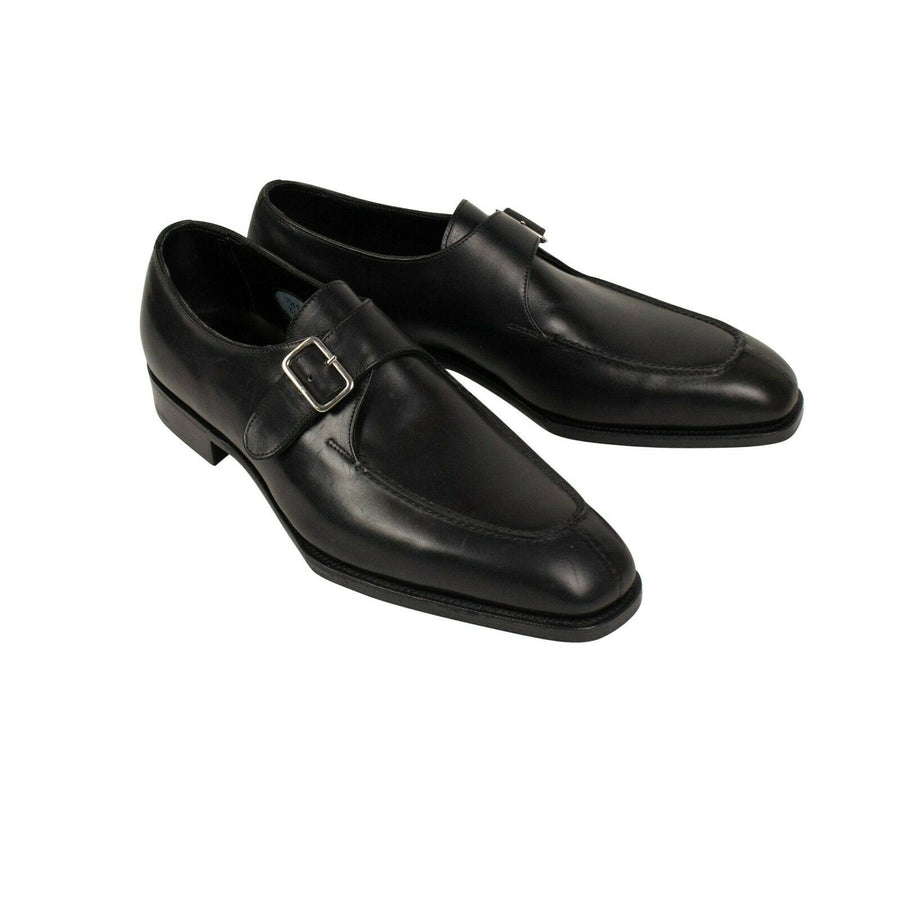 Leather Single Monk Strap Dress Shoes - Black