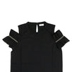 Crewneck Cold Shoulder Ruffle Sleeve T-Shirt Top - Black