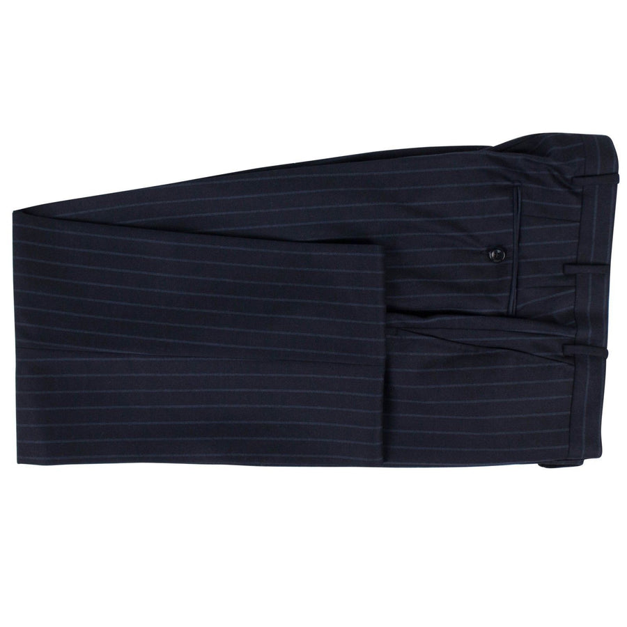 Drop 7 Striped Wool Blend Two Button Suit - Navy