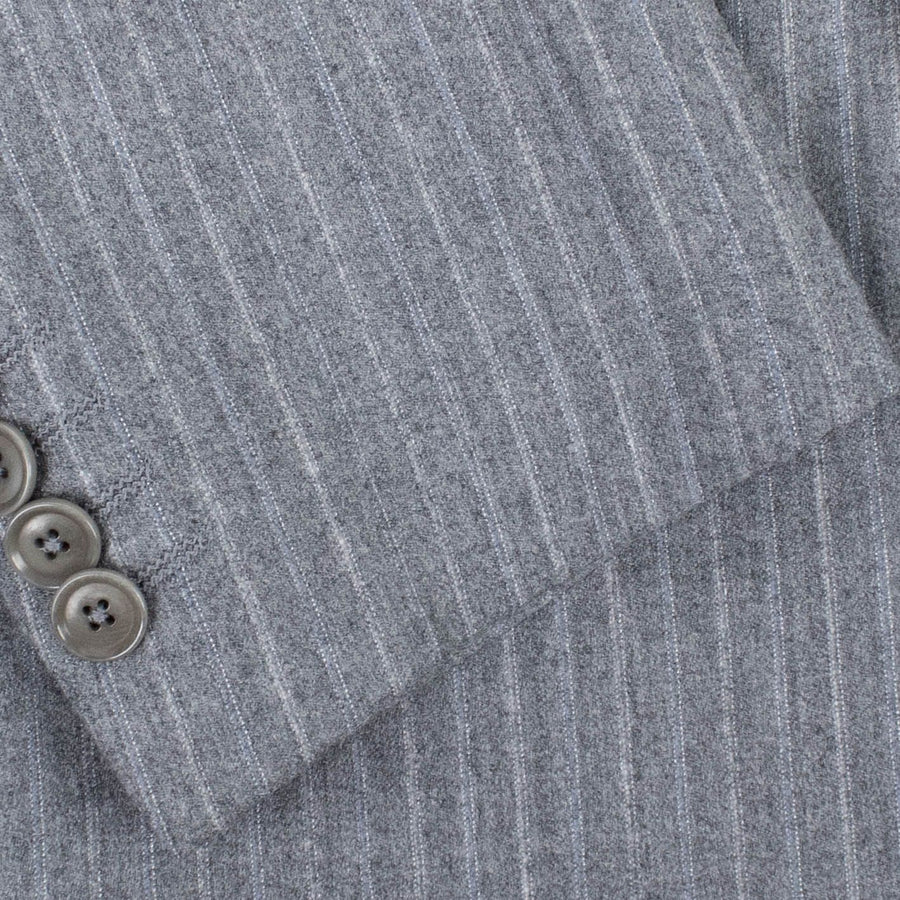 Striped Wool Two Button Suit - Grey