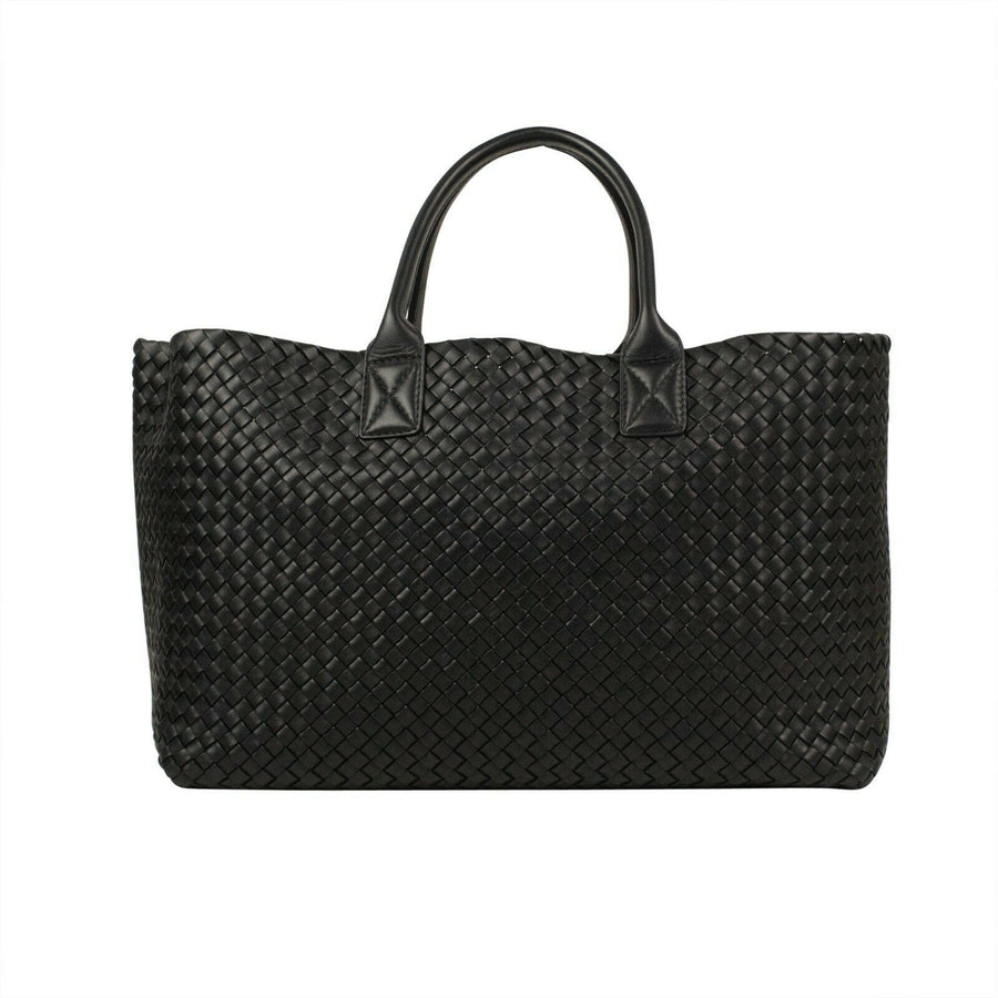 Leather 'Cabat' Large Tote Bag - Black