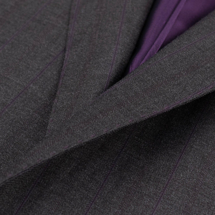 Drop 8 Striped Wool Two Button Suit - Charcoal Grey