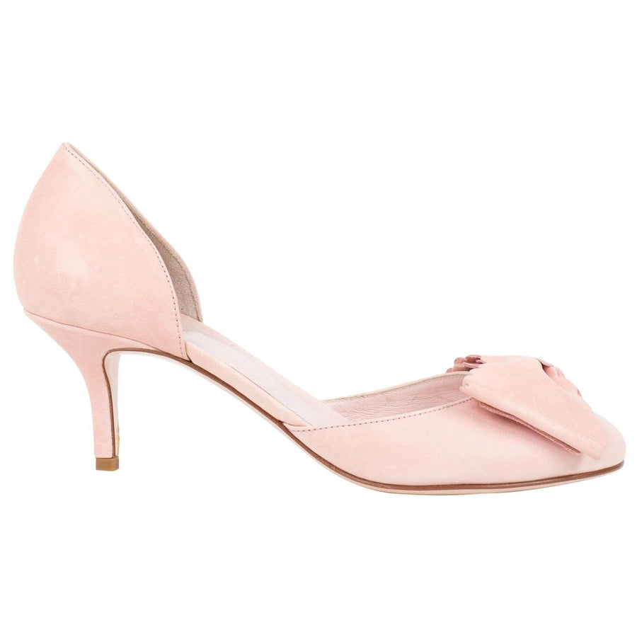 Leather Bow D'Orsay Pumps - Rose