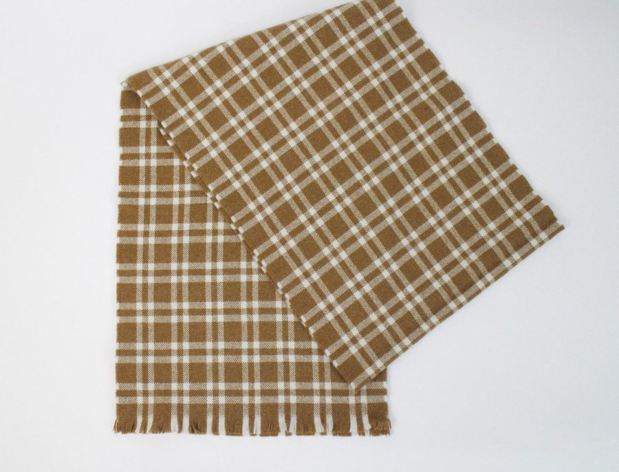Luxurious Men's Brown Plaid Lambs Wool Angora Scarf