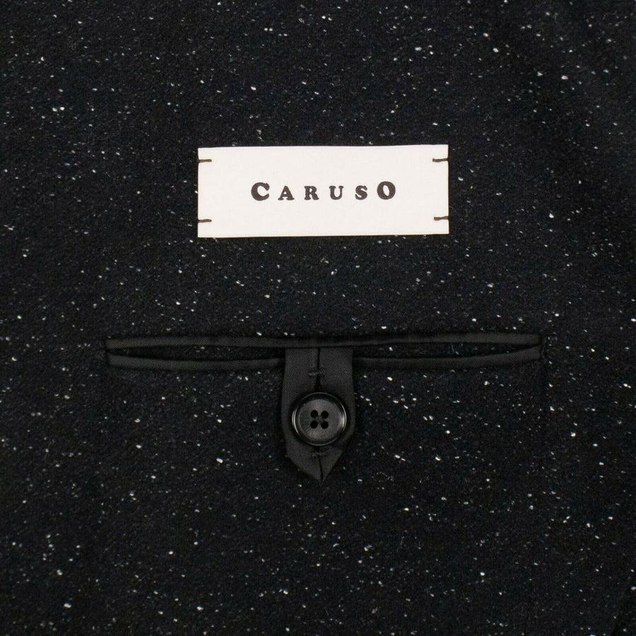 Textured Wool Blend Two Button Hooded Sport Coat - Black