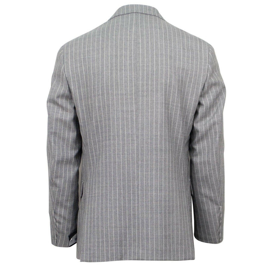 Drop 7 Striped Wool Double Breasted Slim/Trim Fit Suit - Gray