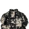 Printed Ruffle Sleeve Puffer Vest - Black
