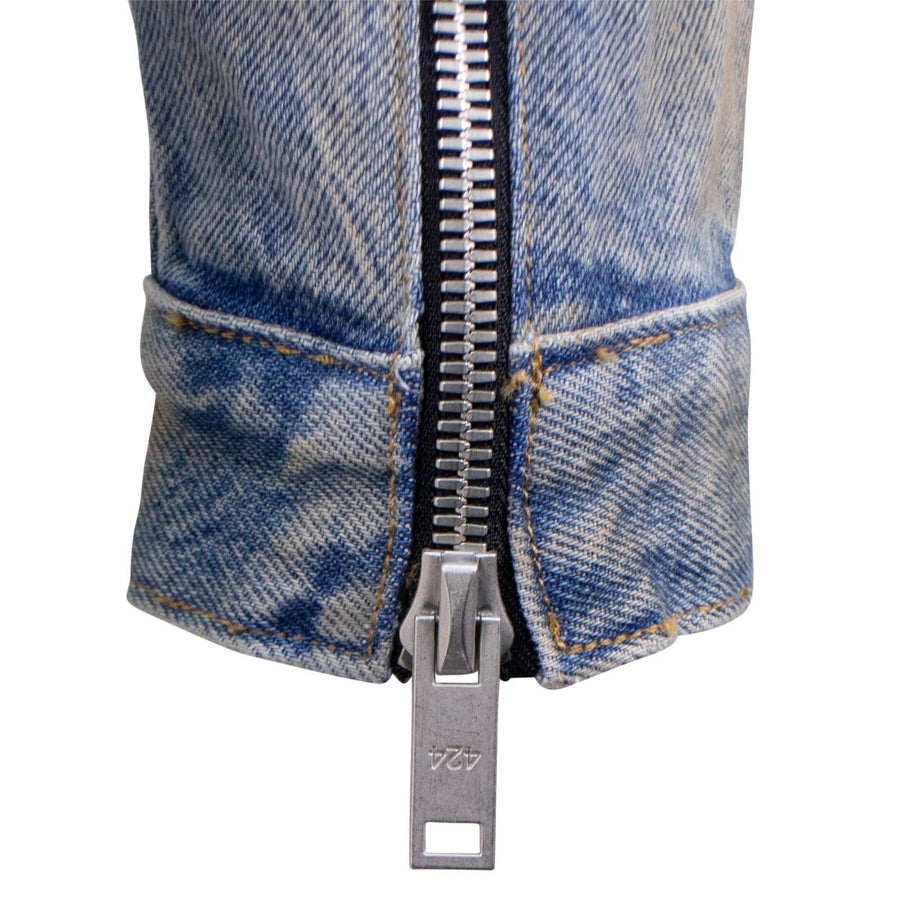 Mechanic Wash Denim Trucker Detachable Hood Jacket - Faded Denim