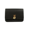 Grainy Leather 'TB' Monogram Medium Shoulder Bag - Black