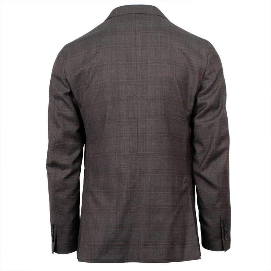 Drop 8 Windowpane Check Wool 3 Roll 2 Button Slim Fit Suit - Brown
