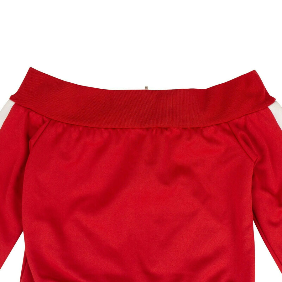 Off-The-Shoulder Zip-Up Track Jacket - Red
