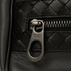 Leather Intrecciato Accent Travel Bag- Black